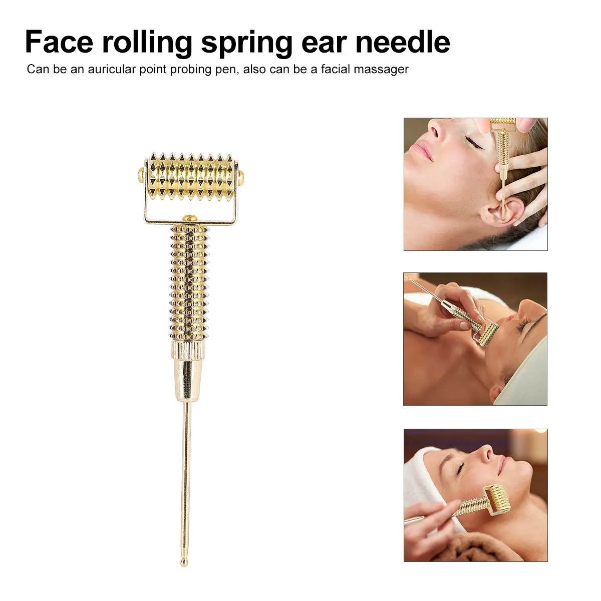 

Ear Acupoint Detecting Pen Copper Spring Needle Roller For Facial Beauty Small Head Precision Massage Tool Golden Ear Probe