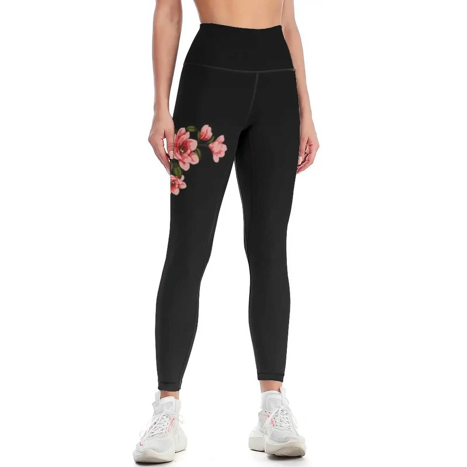 

Pink Magnolia branch Leggings Women's push up Women sports workout clothes for sports woman gym Womens Leggings