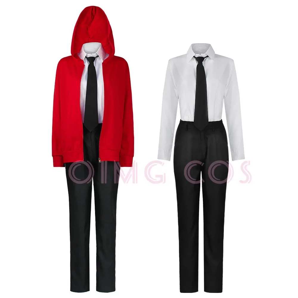 Disfraz de Cosplay Power, trajes de motosierra para hombre, traje azul, camisa, corbata de Anime, anillo de cuello corto, uniforme de mujer para Halloween