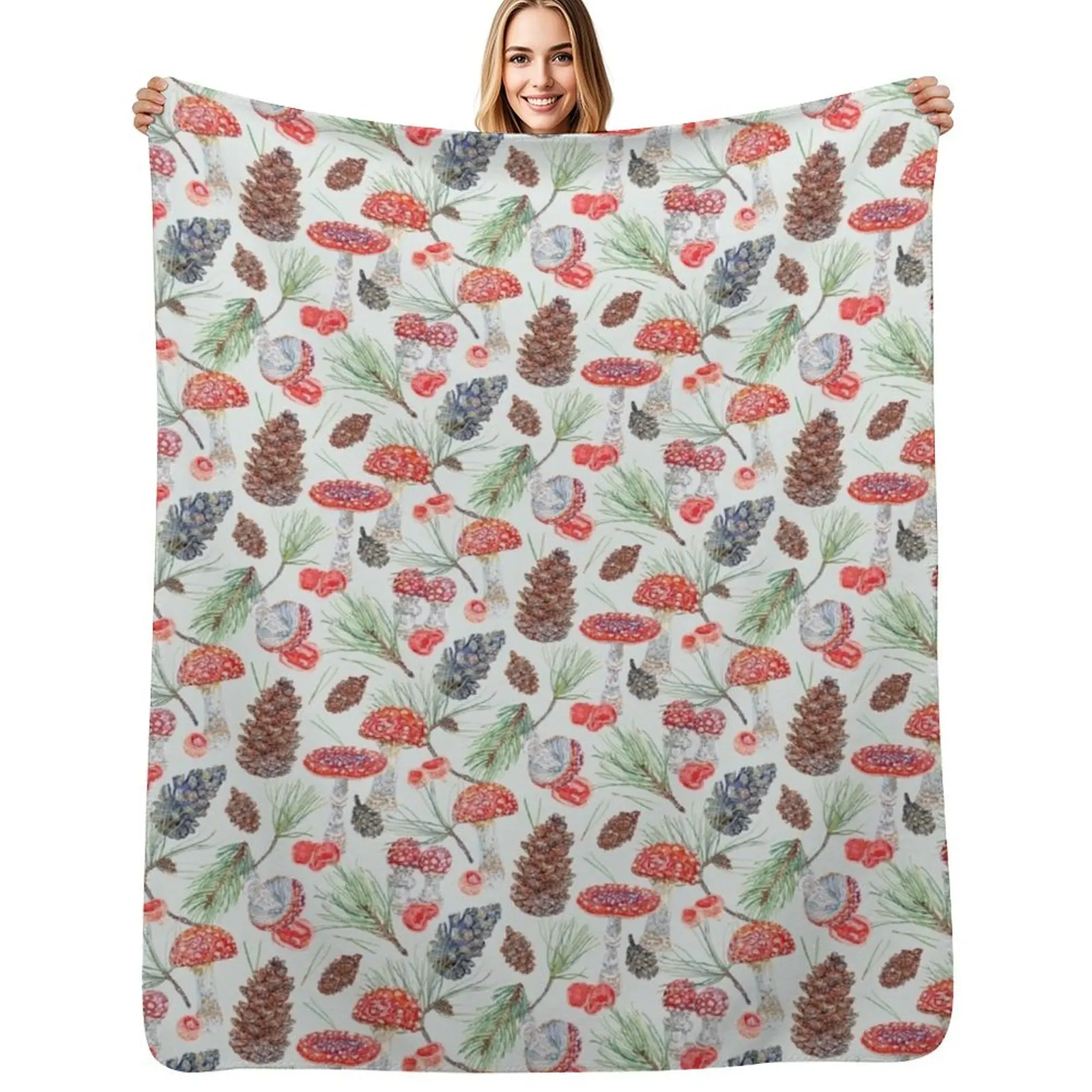 

Toadstools and Pine - Mint Throw Blanket Soft Breathable Blanket for Night Sleeping
