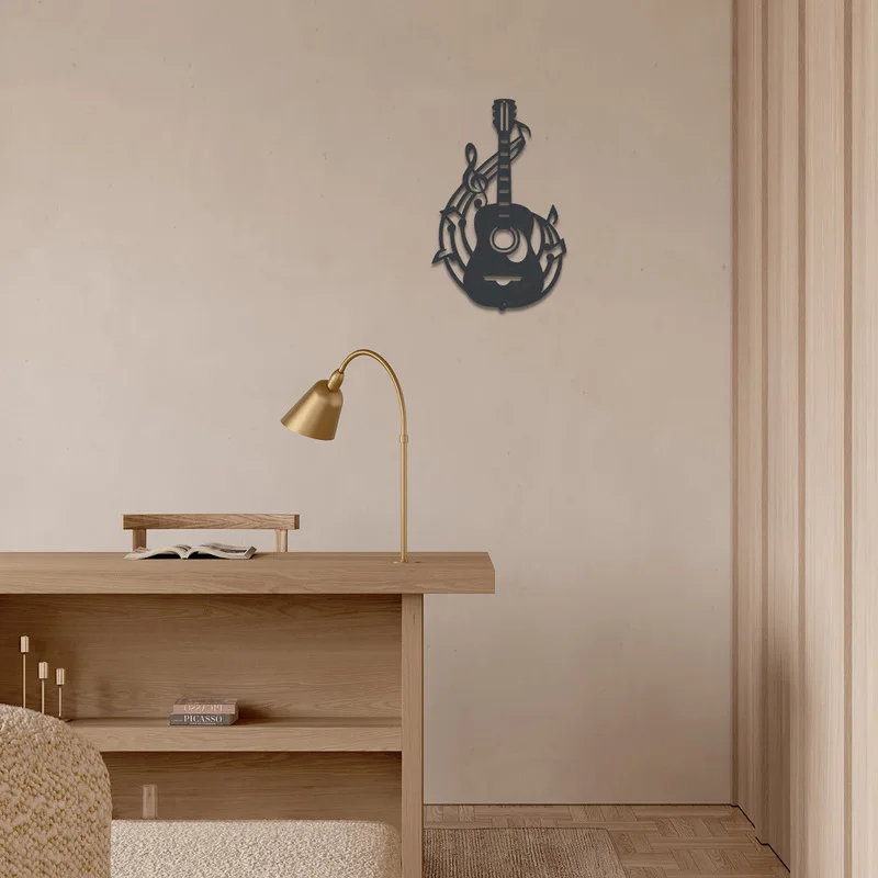 【wall sculptures】Laser-cut metal guitar sign、Guitar Music Room Decoration、Acoustic Guitar Metal Wall Decor