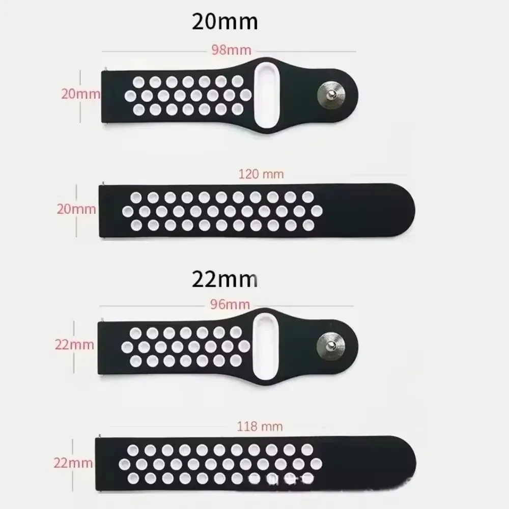 18mm 20mm 22mm Silicone Strap for Xiaomi Watch S5-4-3-2 Soft Breathable Bracelet for Oneplus 4/Lite/3/2 OPPO Watch X3 Mini Band