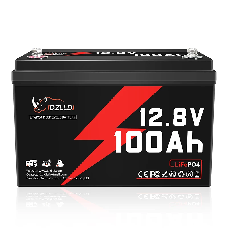 IDZLLDI 12V 100Ah LiFePO4 Battery 1280Wh Energy Built-in 100A BMS Rechargeable Lithium Battery for RV Solar Off-grid System Home Energy Storage