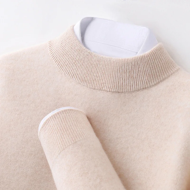 الخريف الشتاء جولة الرقبة سترة الكشمير المعنقة الرجال طويلة الأكمام الأعمال الماعز سترة صوف