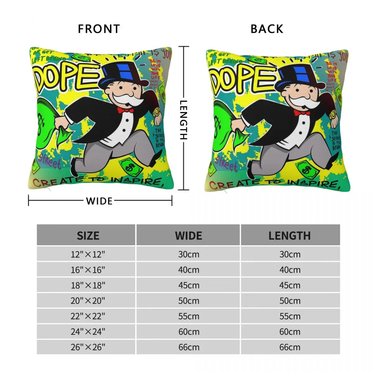 Monopoly Man Running Watchful Square Pillowcase Polyester Linen Velvet Pattern Zip Decor Home Cushion Cover