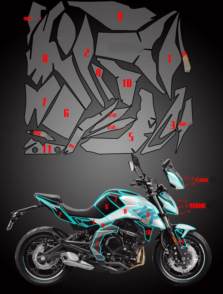 Motorcycle Body Protective Film Whole Car Sticker Transparent Waterproof and Scratch for CFMOTO 400NK 650NK 2020