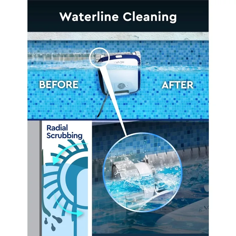 REVA AI 자이로스코픽 로봇 수영장 진공 청소기, 스마트폰 앱 제어, 수평 수위/벽/바닥 딥 클리닝