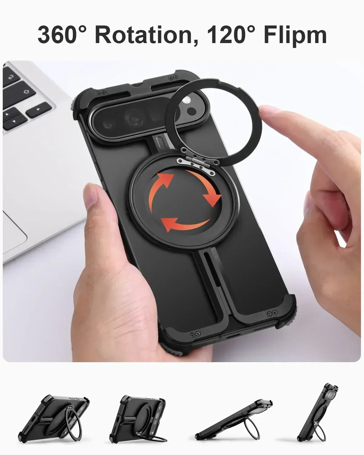 Oatsbasf Phone Case for Google Pixel 9 / 9Pro XL 9 Pro Flod Frameless Case w/ Magsafe Kickstand Magnetic Holder Protective Cover