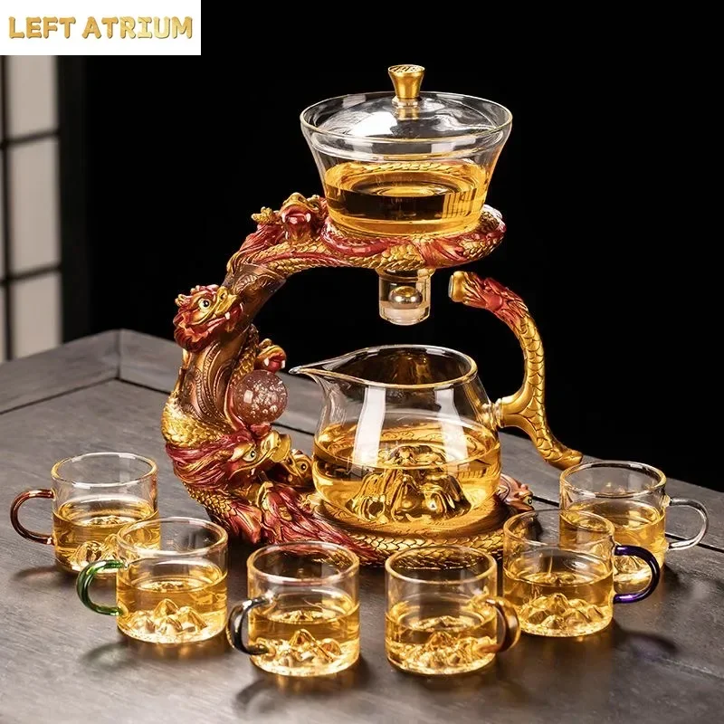 High End Lazy Teapot Set with Heat-resistant Glass Semi-automatic Tea Set