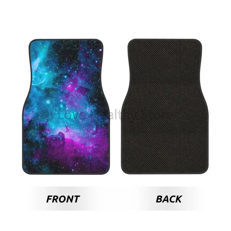 Universe Space Starry Stars Car Floor Mats Set of 4 Pieces Blue Galaxy Auto Front Rear Foot Mats with Rubber Backing Universal