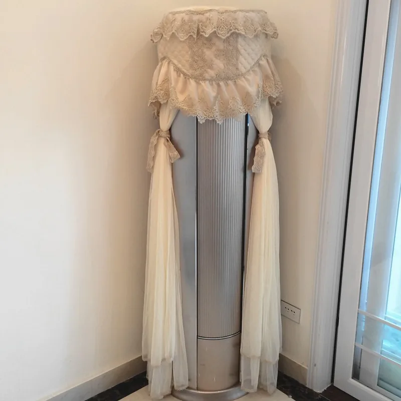 Custom Round Vertical AC Dust Cover, Customizable Cylindrical Fabric Slipcover, No Need Remove When Running