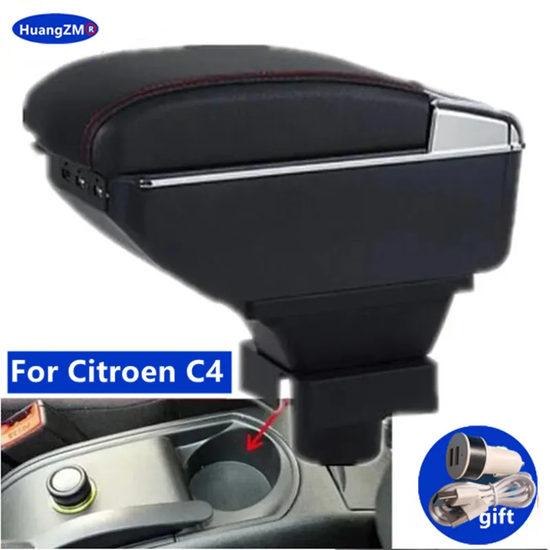For Citroen C4 Armrest Box For Citroen C4 Hatchback Car Armrest Box Storage Box USB Port Interior Retrofit Parts Car Accessories