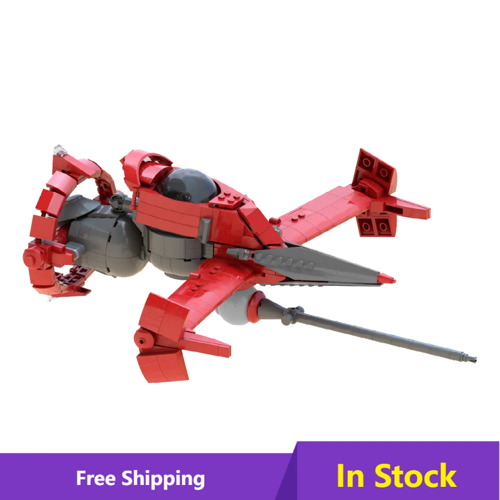 

MOC Red High Speed Fighter Cowboy Aircraft Building Block Spaceship Military Space Wars Model Bricks Set Toys For Children Gift