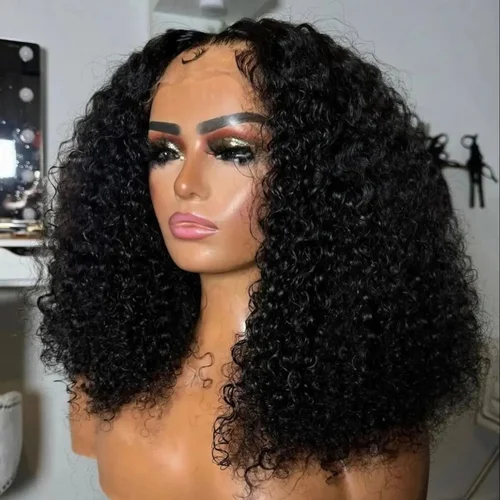 Pelucas de cabello humano Bob corto de onda profunda con pelo de bebé cabello humano rizado virgen vietnamita negro 13 × 4 pelucas Bob delanteras de encaje Prepl