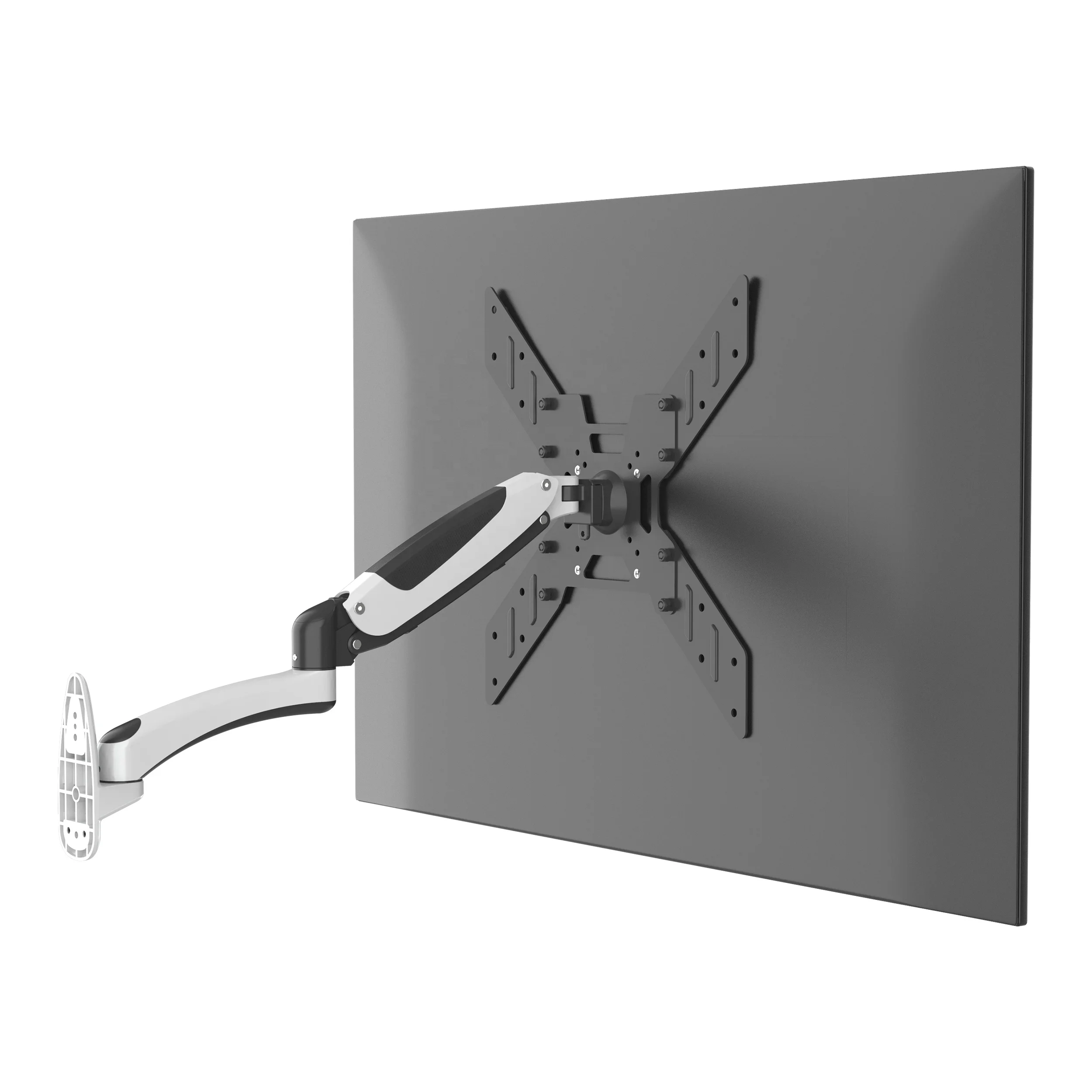 Wall Mount Aluminum Structure Adjustable Single Screen LCD Monitor Arm External Cable Management 20KG Capacity Stock