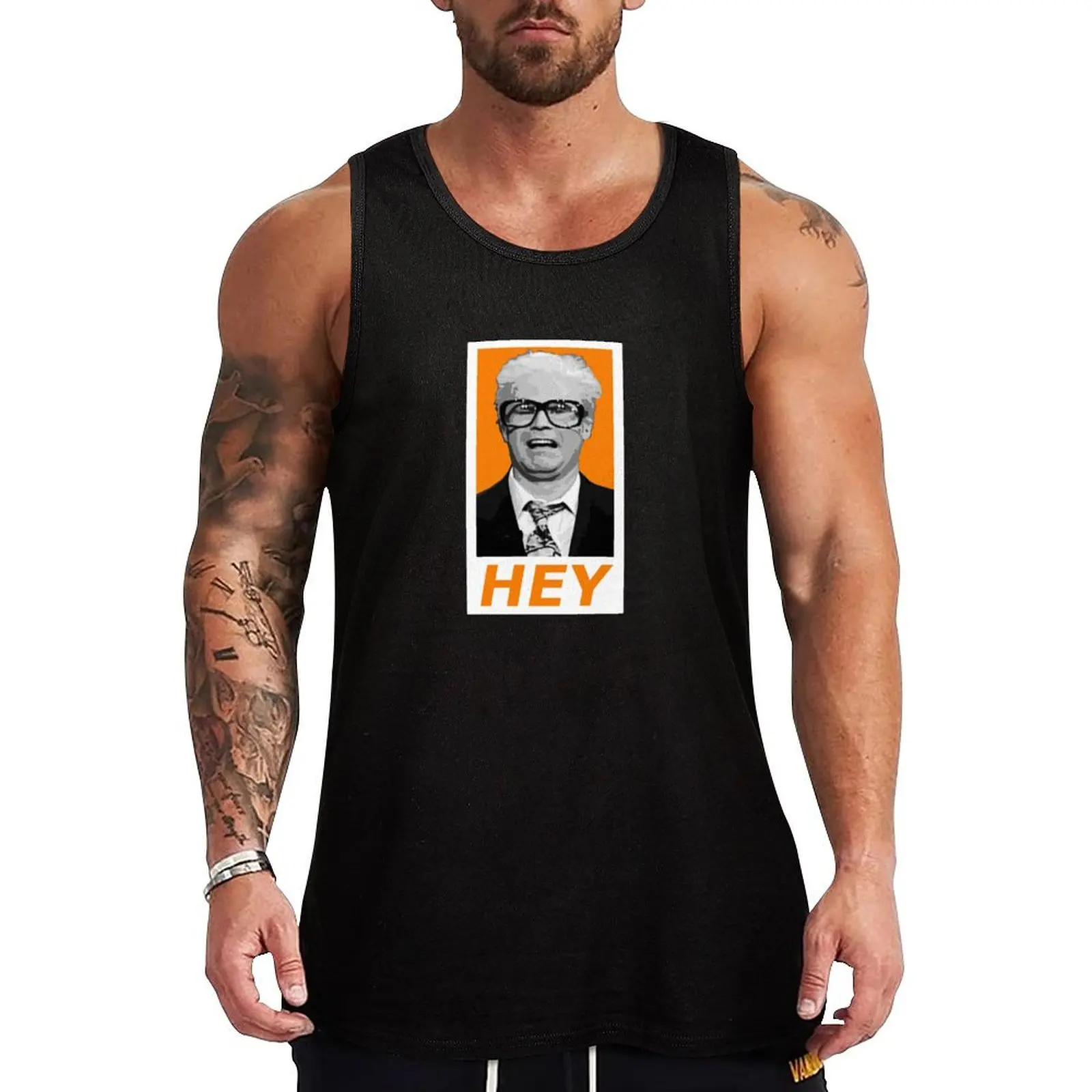 Harry Caray - Hey - Orange Tank Top Working vest training weight vest singlet for men mens gym clothes