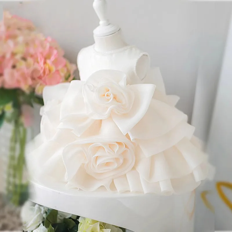 Children's Formal Dress Puffy Flower Girl Wedding Dress Girl's First Birthday Princess Dress Light Luxury High-end Host Performa