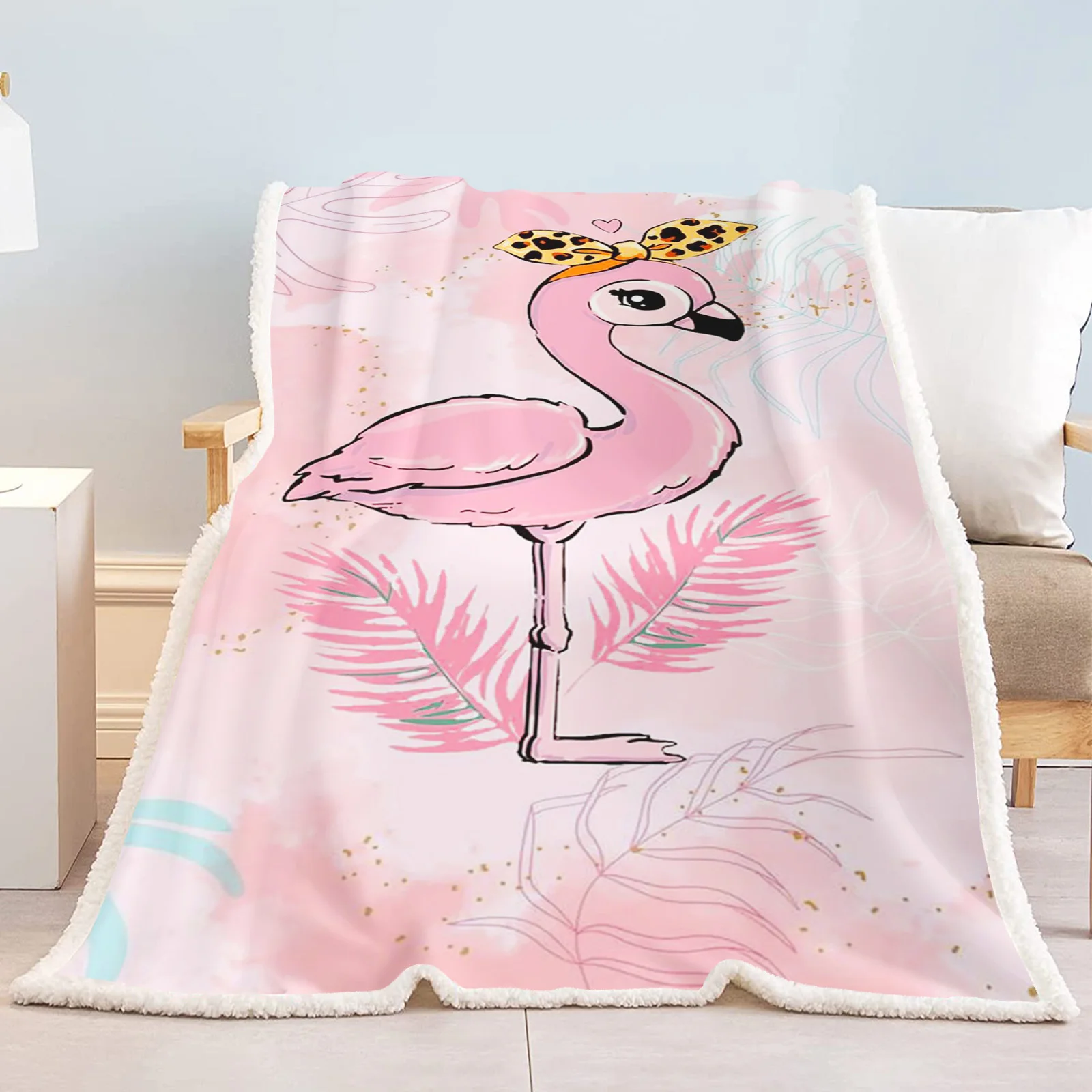 Phoenicopteridae Anime Blanket Kawaii Furry Blankets And Throws Blankets For Winter Custom Bed  Microfiber Fabric Home