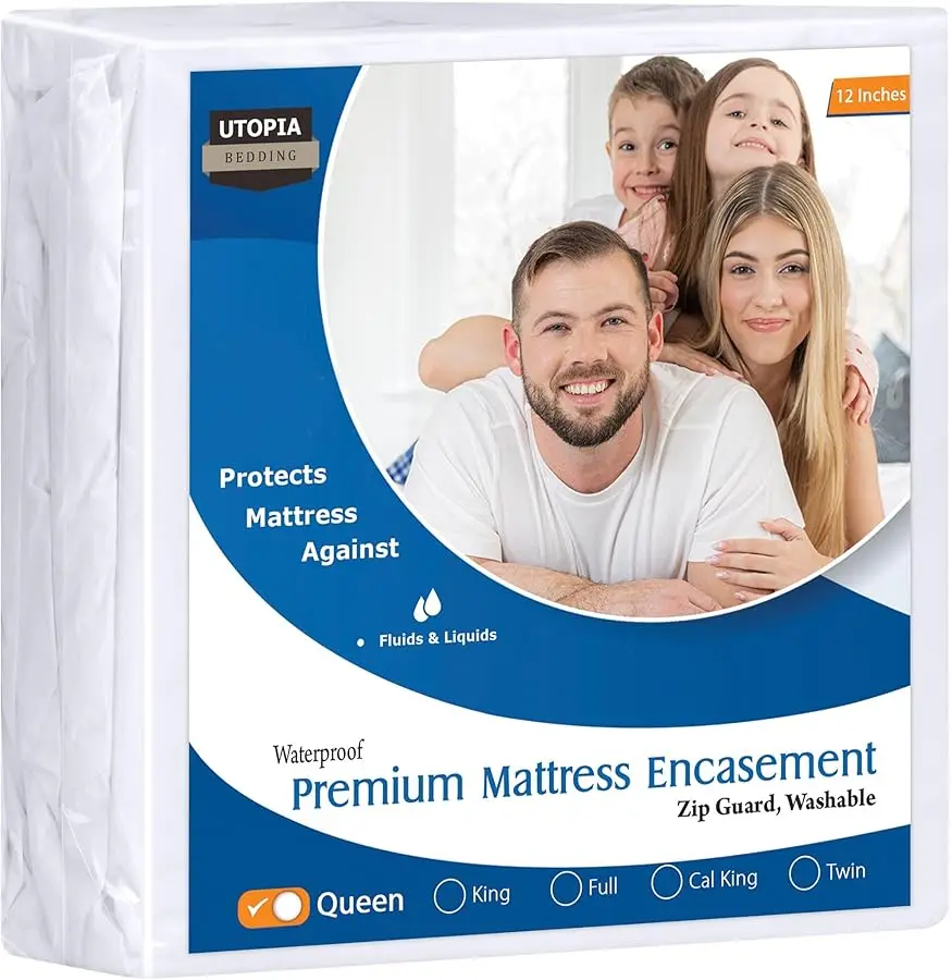 

Premium Waterproof Bed Bug Mattress Co er, Queen Zippered Mattress Protector, 12 Inches Deep, Dust Mite Proof 6-Sided Mattress E