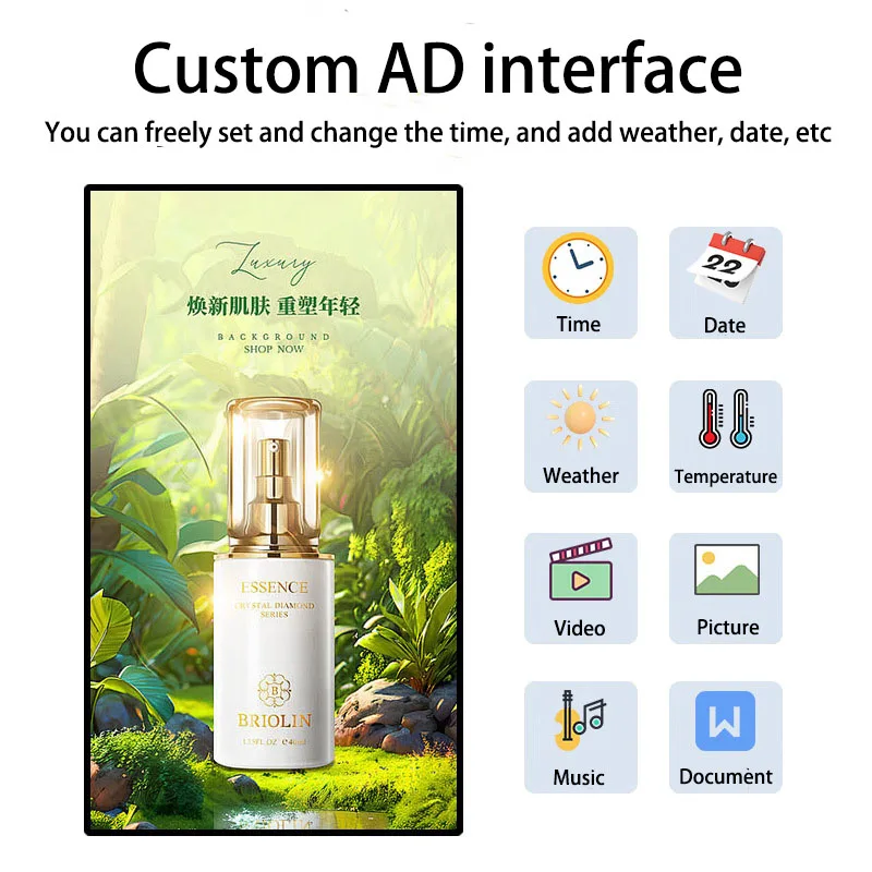 LCD Display, Remote Content Management, Wall-mounted Advertising Machine, Touch Screen, Digital Signage, Media Player