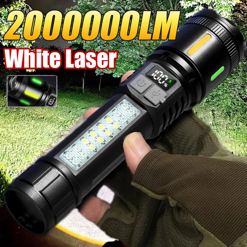 High Power LED Flashlight Portable Lantern With COB Lights Long Range Torch Lamp Zoom Rechargeable Lamps Outdoor Camping Lights