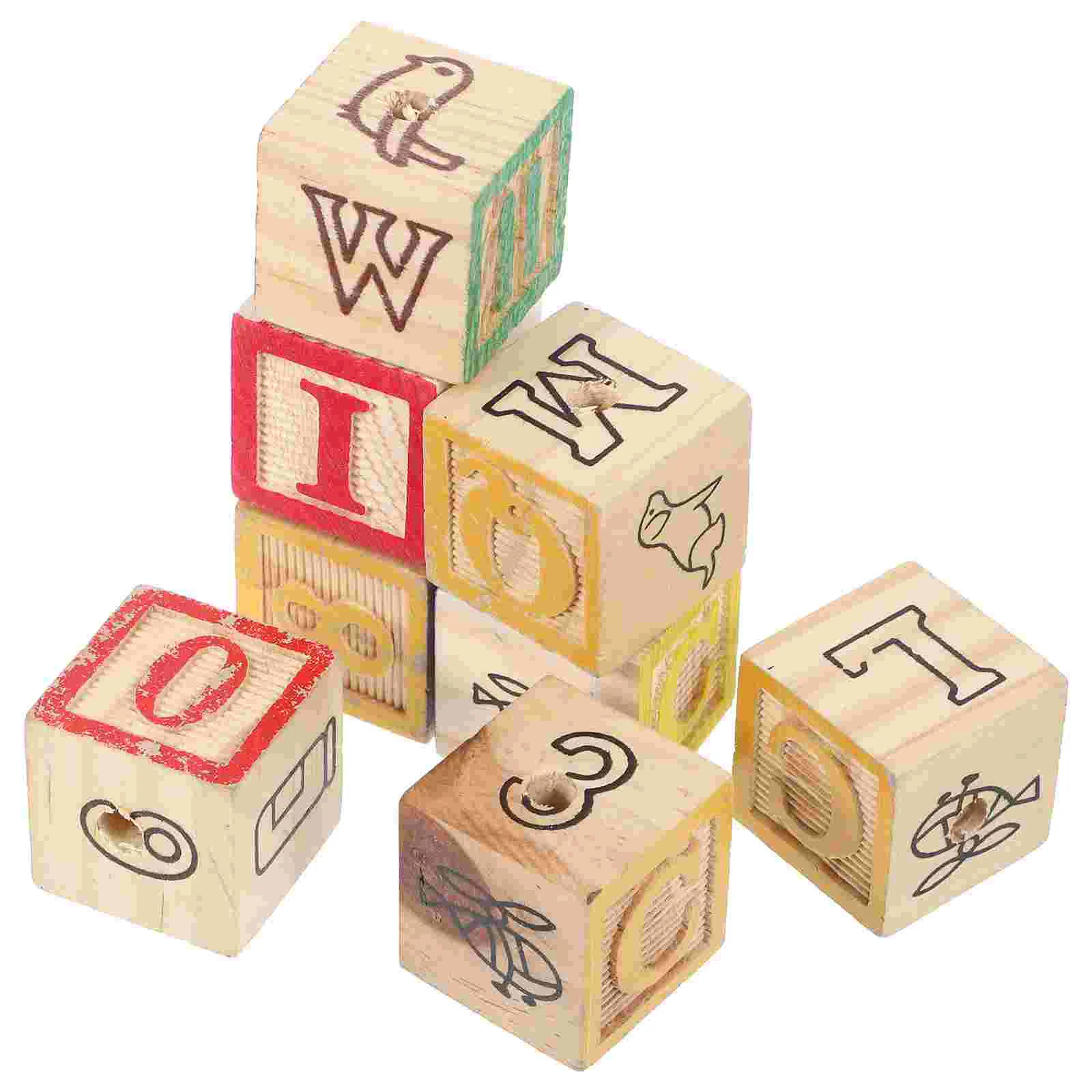 8 Pcs Endless Fun Parrot Toy Alphabet Wooden Blocks Letter Small Attention-grabbing Bamboo