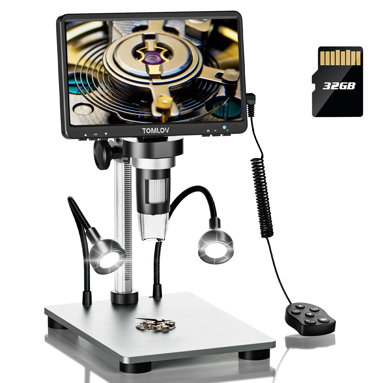TOMLOV DM9 Professional Microscope for Electronics 1200X Magnifier 12MP Ultra-Precise Focusing HDMI Digital Microscopes for Soldering Repair Phone 7" LCD Display For Review