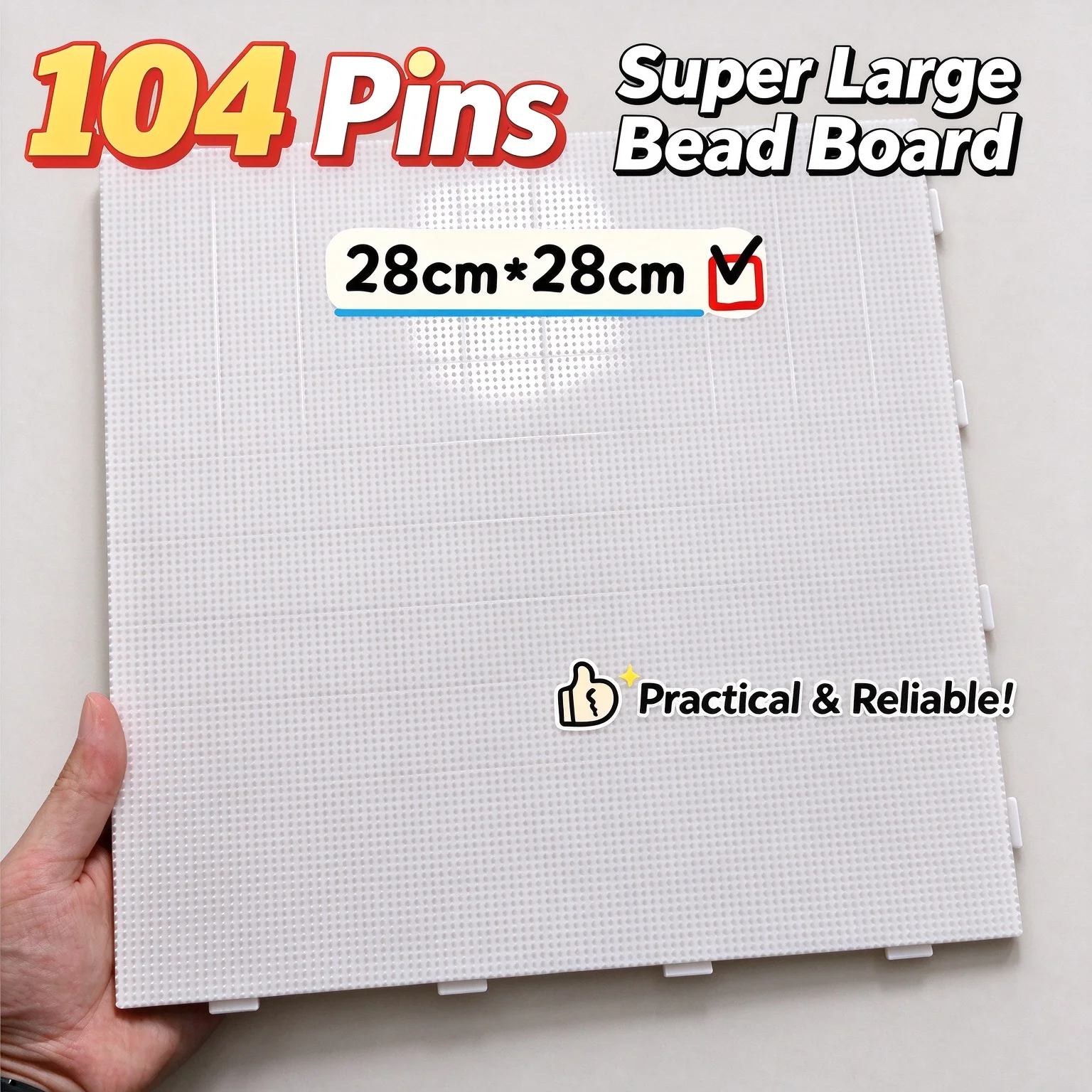 Fusable Bead Boards 104Pins/28x28cm, Matte Color, for 2.6mm Beads, Heat Resistant, Reusable