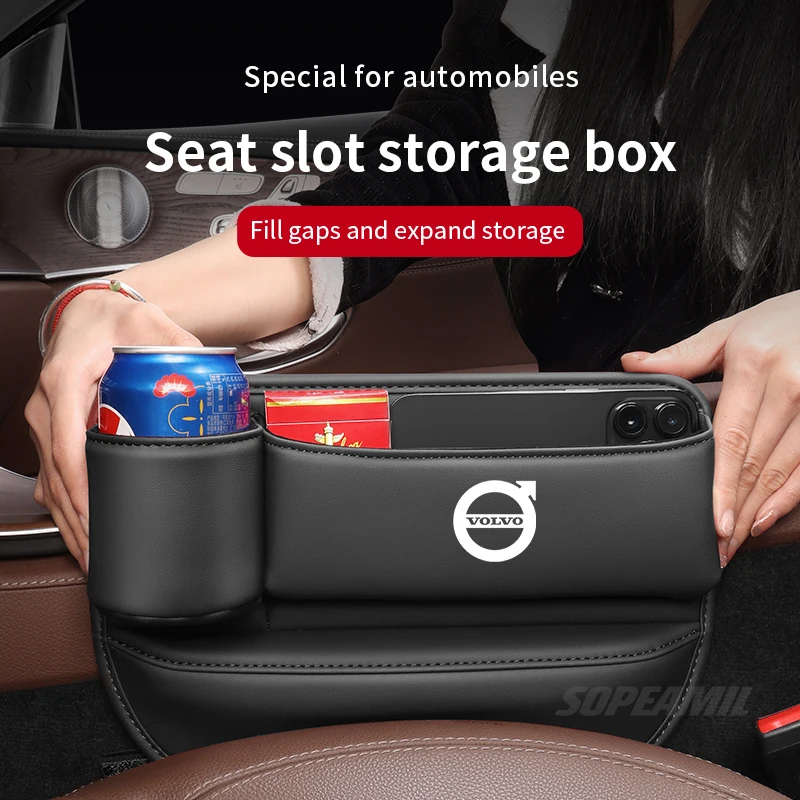 

Volvo XC40 XC60 XC70 XC90 S40 S60 S80 S90 C30 V40 V60 V70 V90 Car Seat Crevice Storage Box Gap Slot With Cup holder Organizer