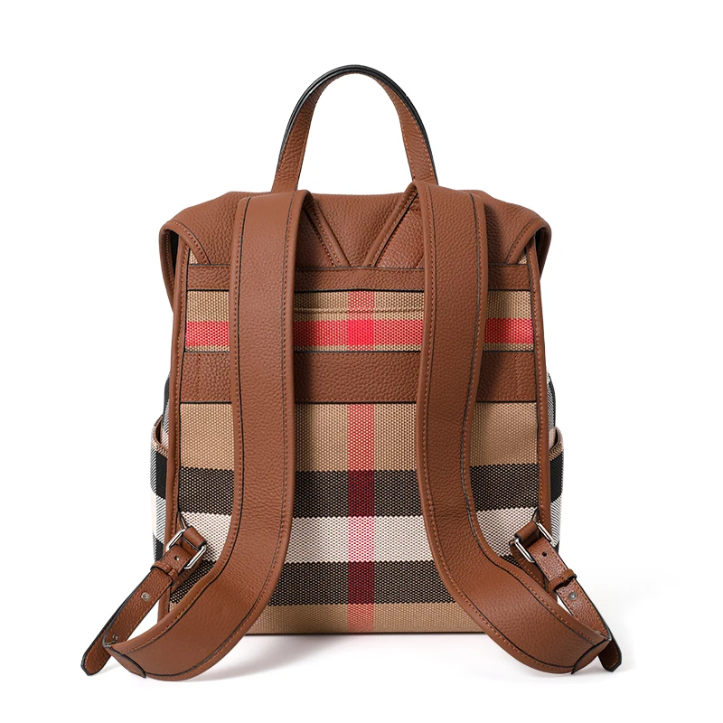 กระเป๋าเป้ผ้าใบและหนังลายสก๊อตคลาสสิก – พนังมีสไตล์ - ดีไซน์ยอดนิยมสําหรับผู้หญิง