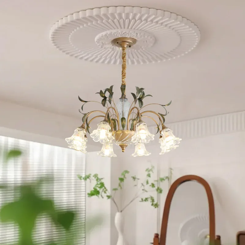 

Modern Minimalist Retro Wrought Iron Flower Chandelier Elegant Lighting Fixture Perfect for Bedroom Dining Room