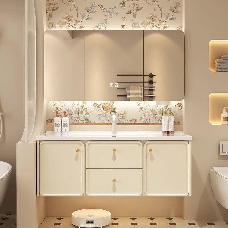 Modern Simple Smart Bathroom Cabinet Combination Ceramic Integrated Basin Toilet Washbasin Hand Washbasin Cabinet Combination