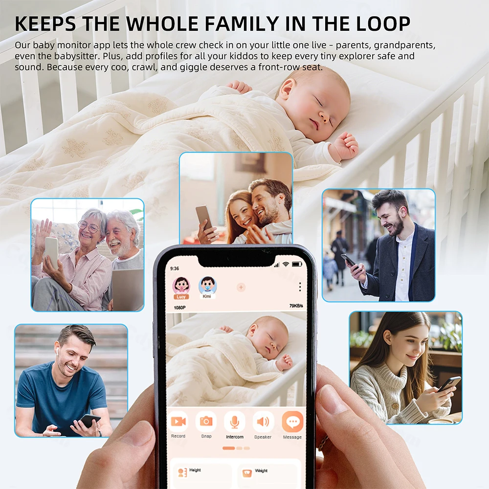 1080P HD واي فاي مراقبة الطفل الهاتف APP عرض عن بعد 4.3 "مربية ضوء الليل VOX HD للرؤية الليلية التهويدات كاميرا مراقبة درجة الحرارة