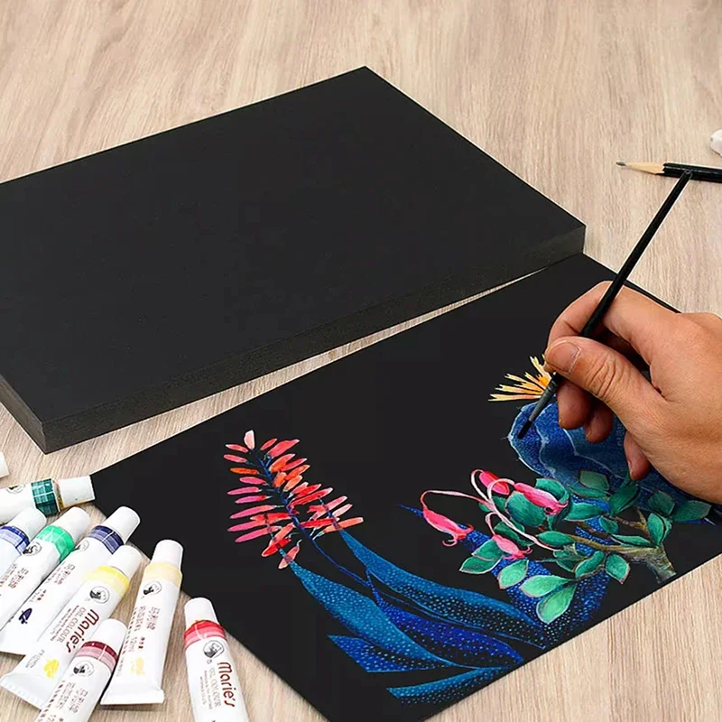 50 ورقة A4 ورق كرافت أسود فارغ يمكنك صنعه بنفسك بطاقة حرفية يدوية صنع ورق رسم يدوي ورق مقوى للمكتب والمدرسة المنزلية