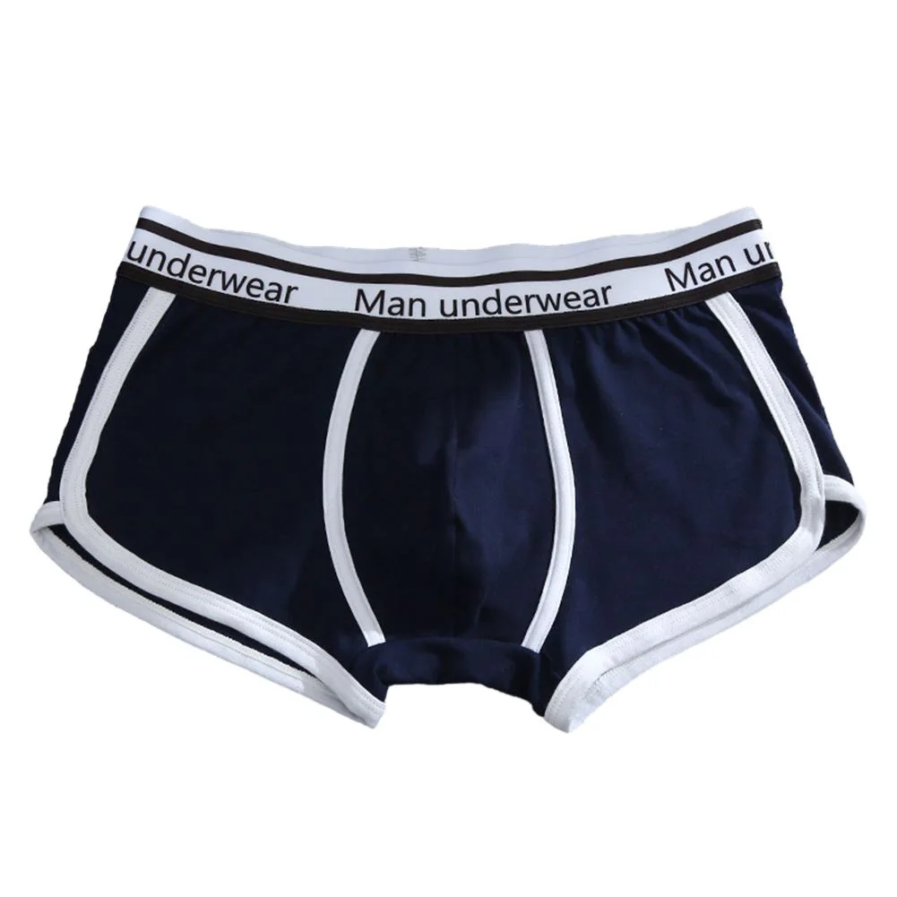 

Men Boxers Underwear Mid-rise Cotton Brief Loose Solid Bottom Wear Elasticity Breathable Underpants Casual Shorts Homewear