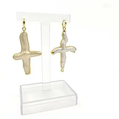 WT-P346 Procurement Natural freshwater pearl cross shaped pendant can be made into necklace earrings jewelry accessories