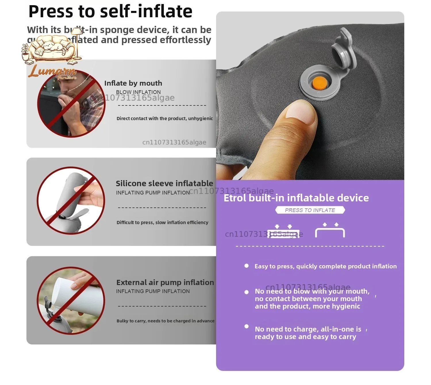 U-shaped pillow to protect the cervical spine, long-distance aircraft, high-speed rail sleeping artifact, travel inflatable por