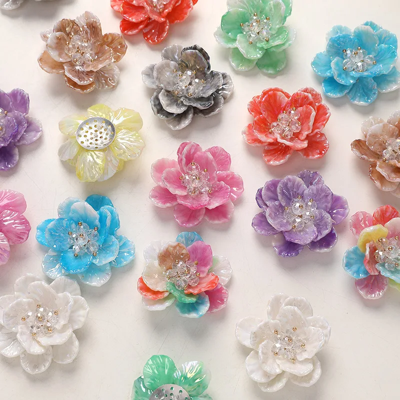 Shoe Clips 1 Piece Clear Crystal Gradient Acrylic Cabbage Flower Petal For Clogs Handmade DIY Lightweight Soft Sparkly Premium