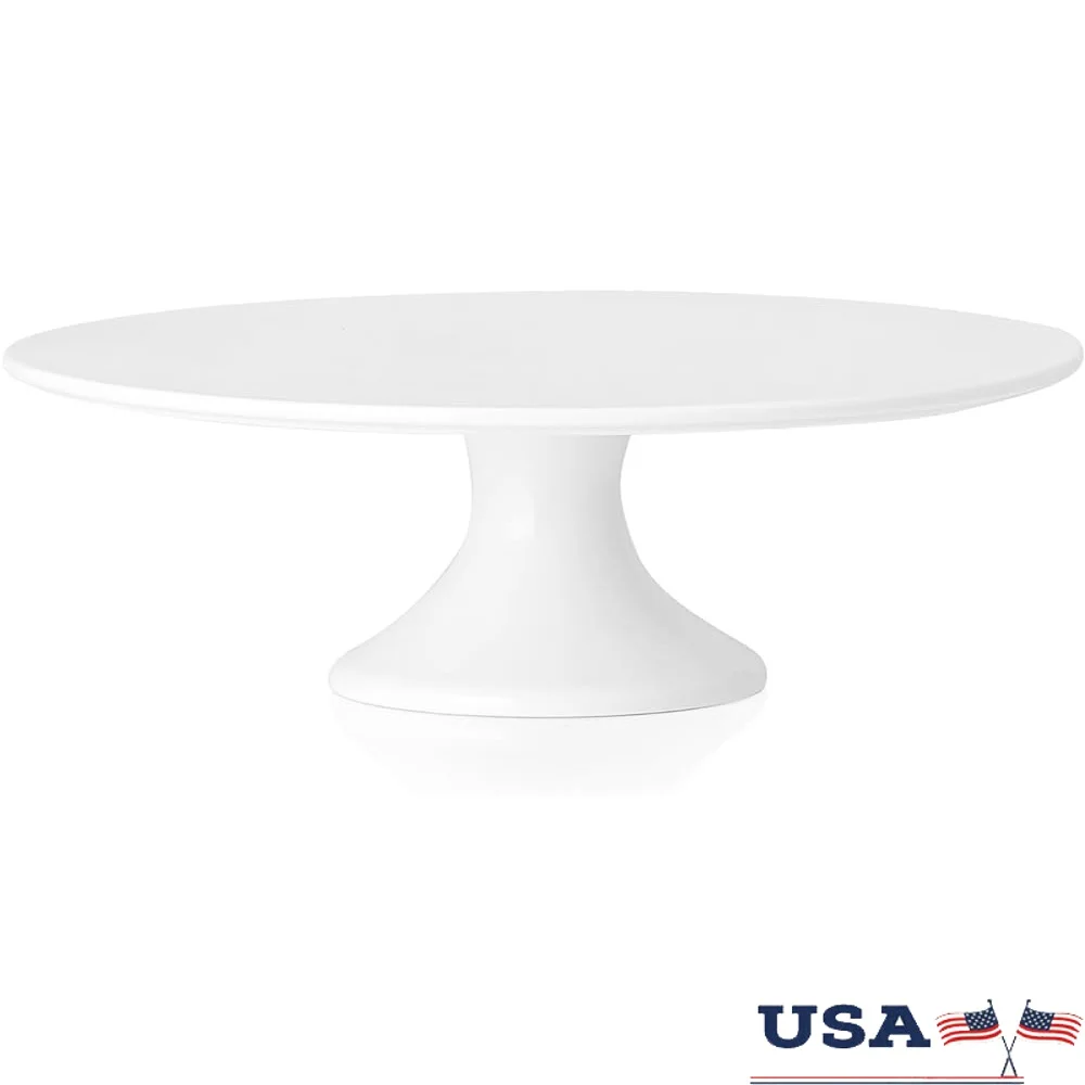 

Elegant 12 Inch Porcelain Round Cake Stand Dessert Plate Sturdy Wedding Birthday Party Centerpiece Easy Clean Home Decor