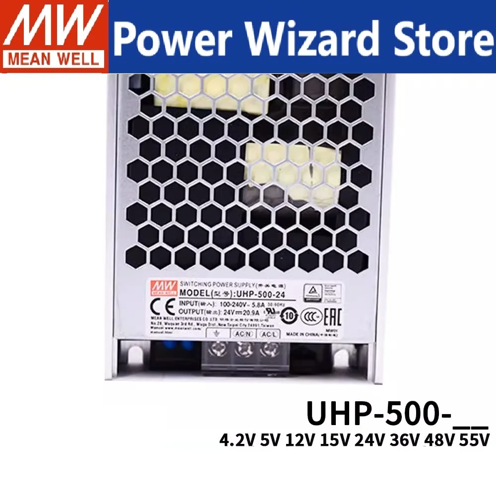 MEAN WELL UHP-500 UHP-500-5 UHP-500-12 UHP-500-15 UHP-500-24 UHP-500-36 UHP-500-48 UHP-500-55 500W Single PFC RSP