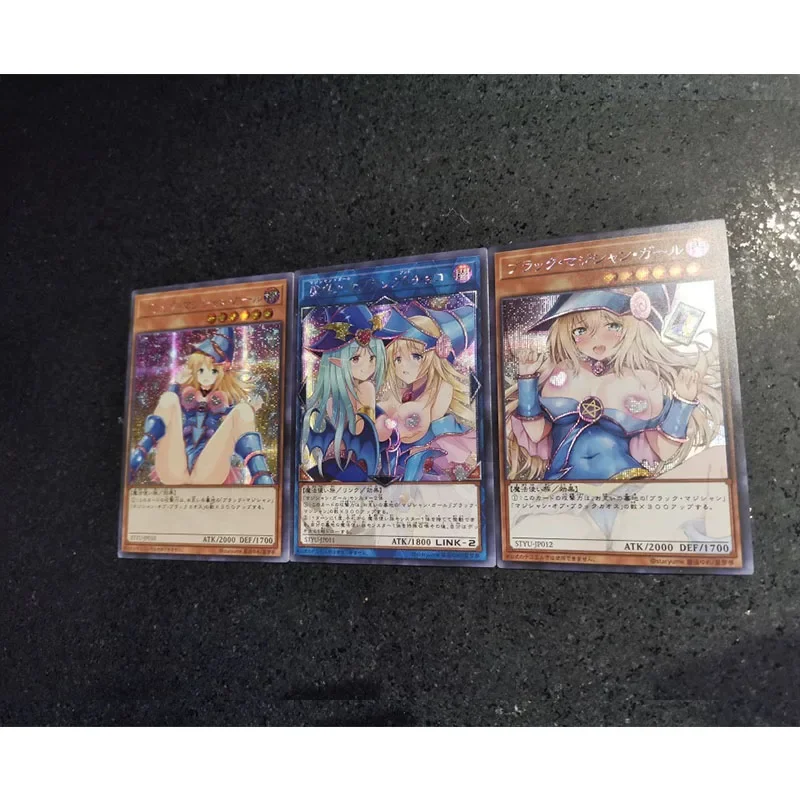 Anime Yu-Gi-Oh! DIY Laser Flash Card Black Magician Girl Toys for boys Board Game Battle Game Collectible Cards Birthday Present