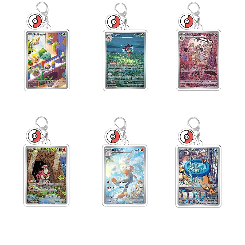 Llavero bolso dijes para Pokemon Bulbasaur Ledian Lileep Turtonator Raboot Squirtle Crabominable Joltik Zeraora Milcery Meditite