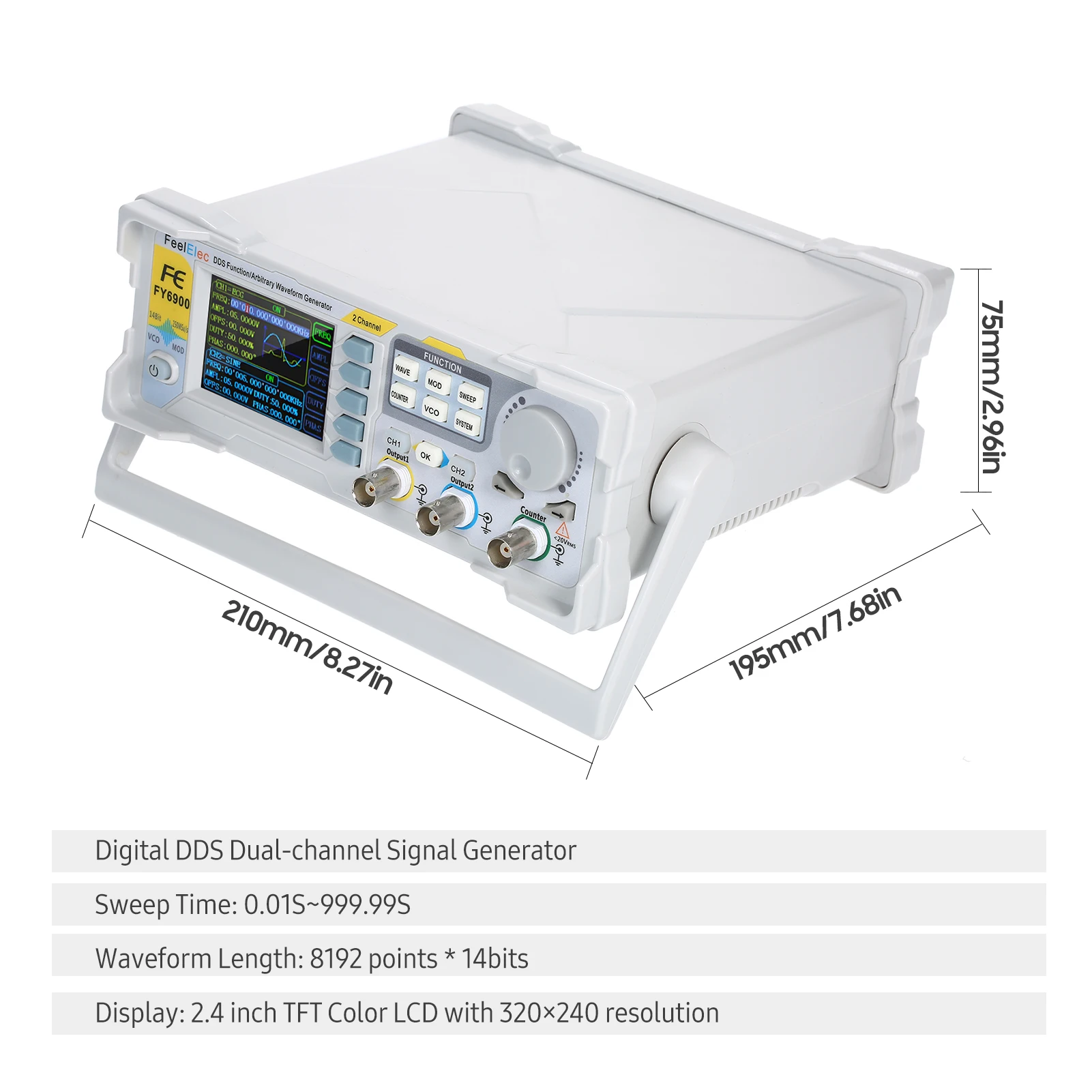 KKmoon FY6900-100M Function Signal Generator High Precision Digital DDS Dualc-hanel Function Signal/Arbitrary Waveform Generator