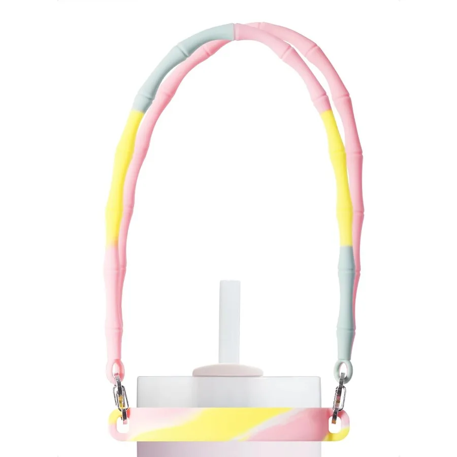 زجاجة مياه بمقبض من السيليكون وحزام من الخيزران على شكل حبال متينة وملحقات الناقل تناسب #1