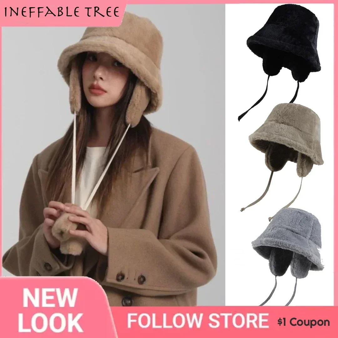 Bomber Winter Warm Ear Protection Designer Bucket Hats for Women Golf Cap Hiking Hat Fur Hat Winter Barrel Fabric Cap Sombrero