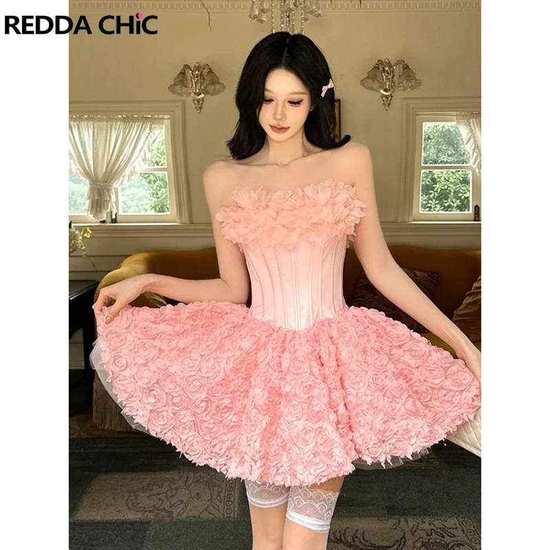 

Женское платье-труба ReddaChic с аппликацией из цветов, без спинки, на шнуровке, мини-корсет с косточками, цельное, для торжественных мероприятий