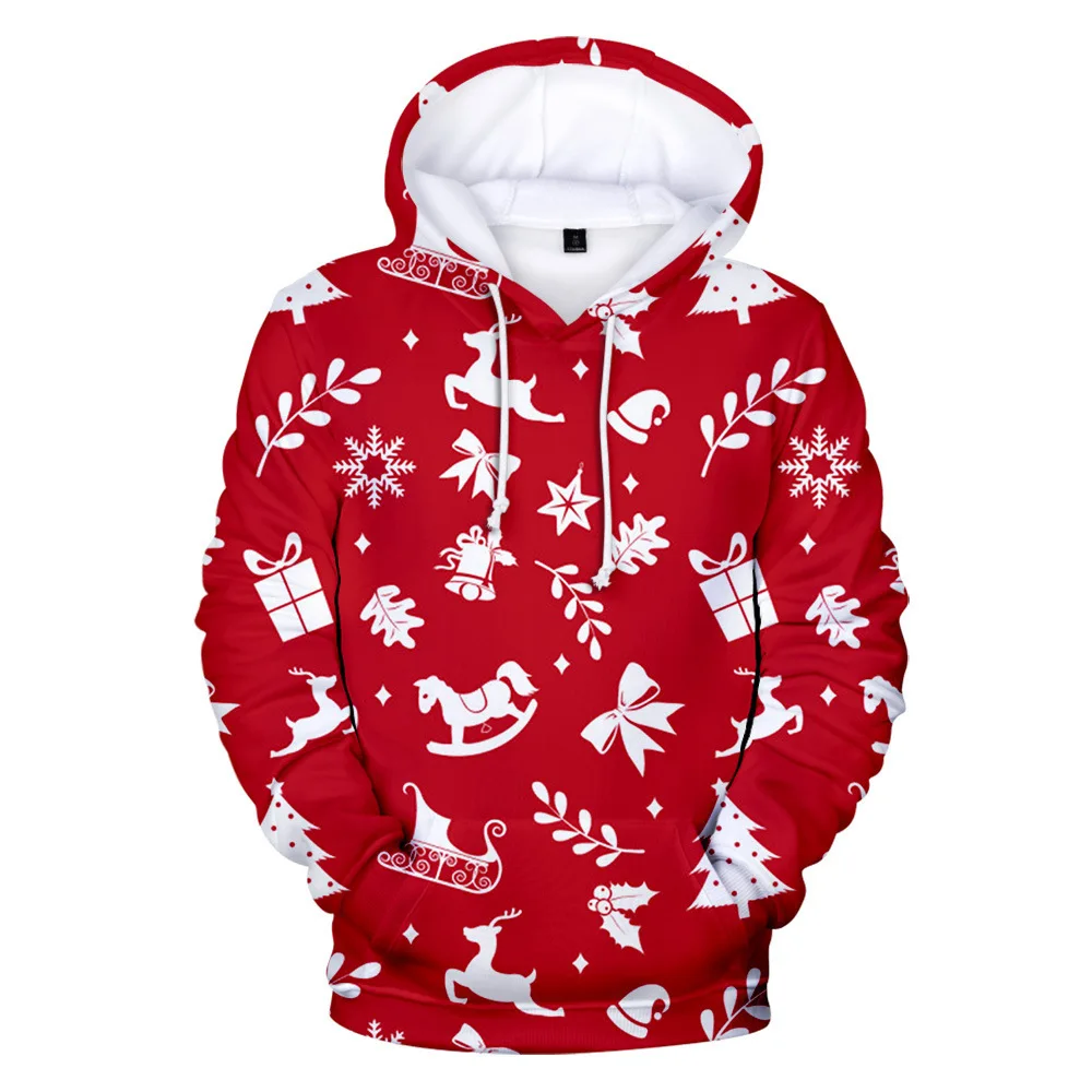 

2023 New Autumn/Winter Christmas Christmas Christmas 3D Digital Print Casual Personalized Hooded Sweater