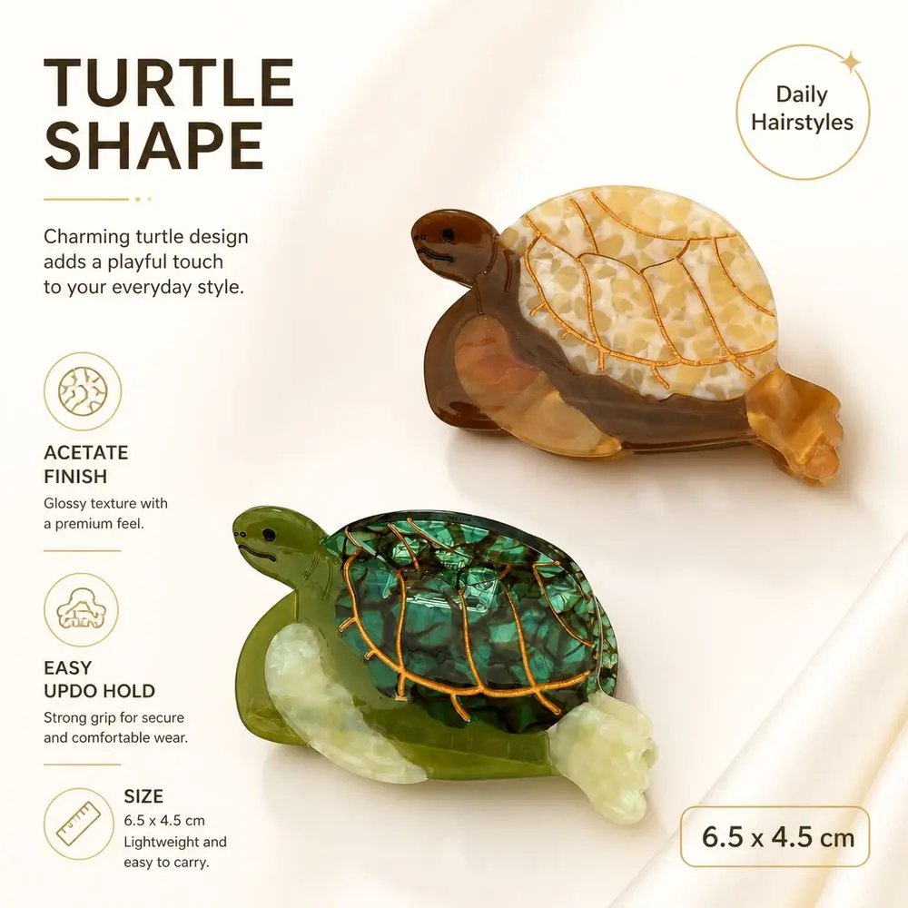 Acetate Turtle Hair Claw Clip Interlocking Teeth Glossy Finish Animal Hair Clip Hairstyles Tool Decorative Style