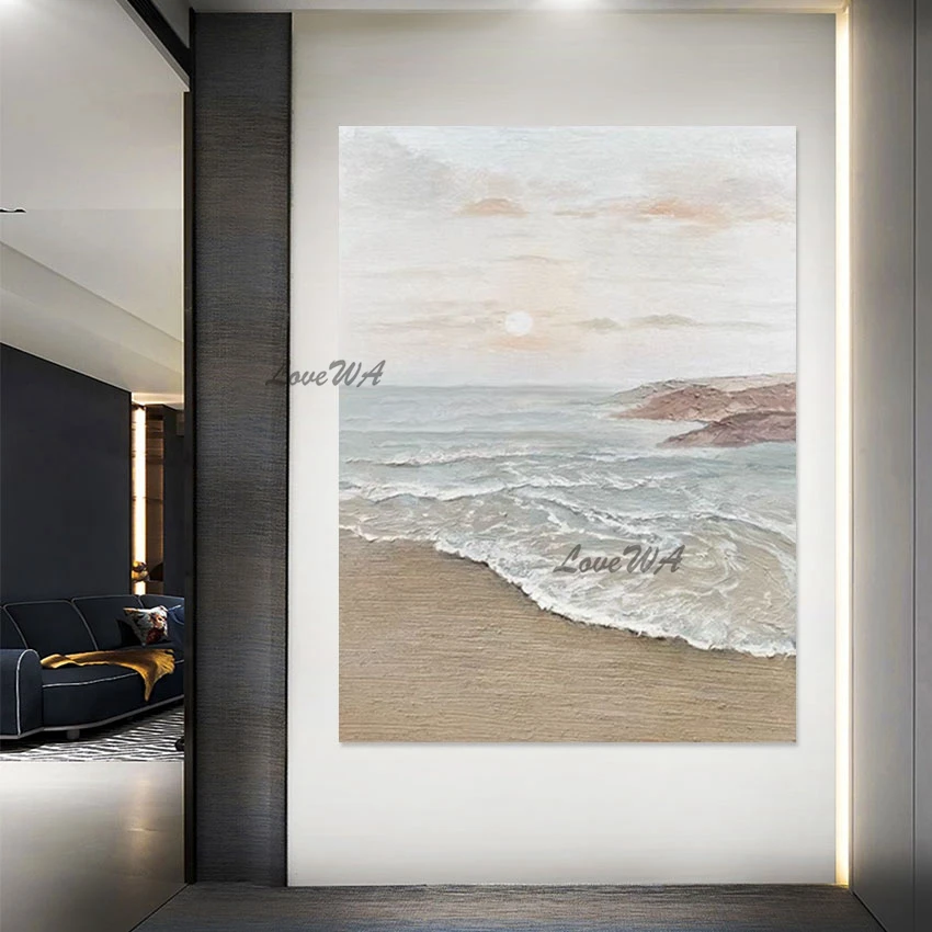 

Sea Wave Oil Paintings No Framed Abstract Sunset Art Natural Wall Picture,Modern Canvas Dropshipping High Quality Office Artwork