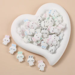 10Pcs 18x27mm Cartoon Animal Bunny Silicone Bead Food Grade Teether Bead For Jewelry Making DIY Pacifier Chain Necklace Bracelet